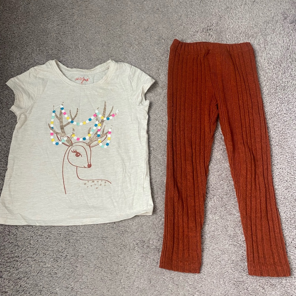 💖🦌Girls Reindeer Top Outfit